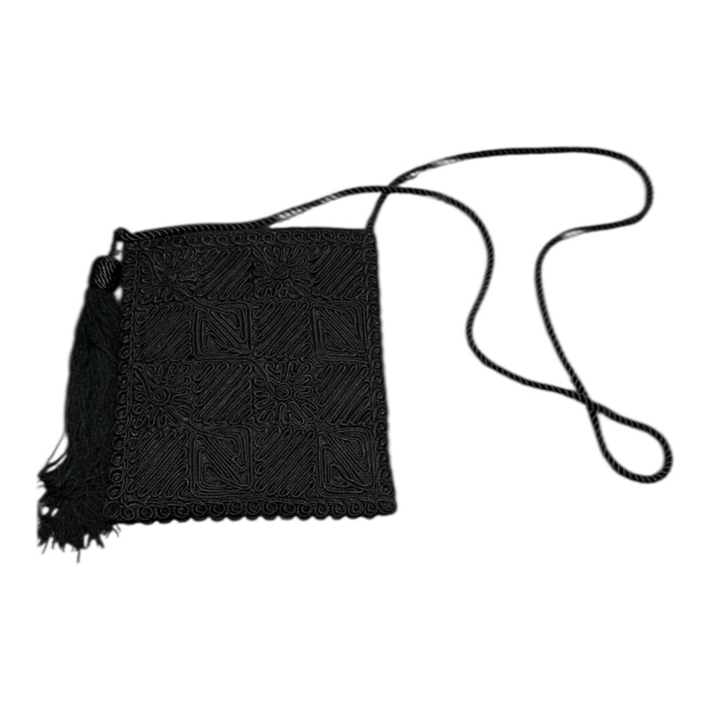 Preston & York Corded Embroidered Crossbody Tassle Small Square Bag